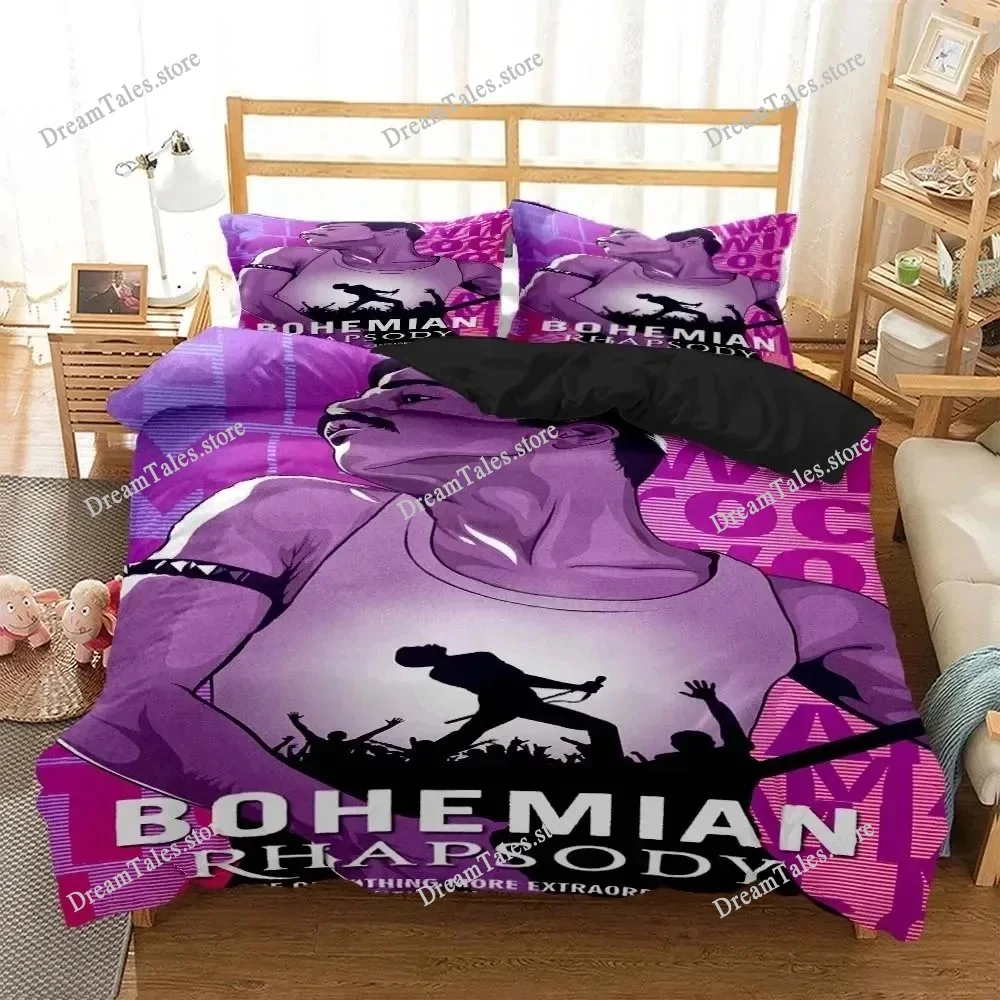 

3D Print Q-QUEEN Rock Band Bedding Set Double Twin King Duvet Cover Comforter Pillowcase Boys Girls Adults Bedroom