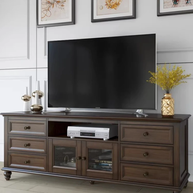 

American TV cabinet, light luxury walnut all-solid wood furniture