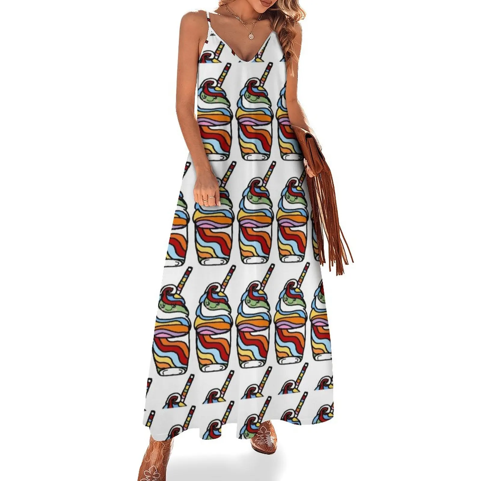 

Rainbow Milkshake Sleeveless Dress Women's long dress dresses for woman