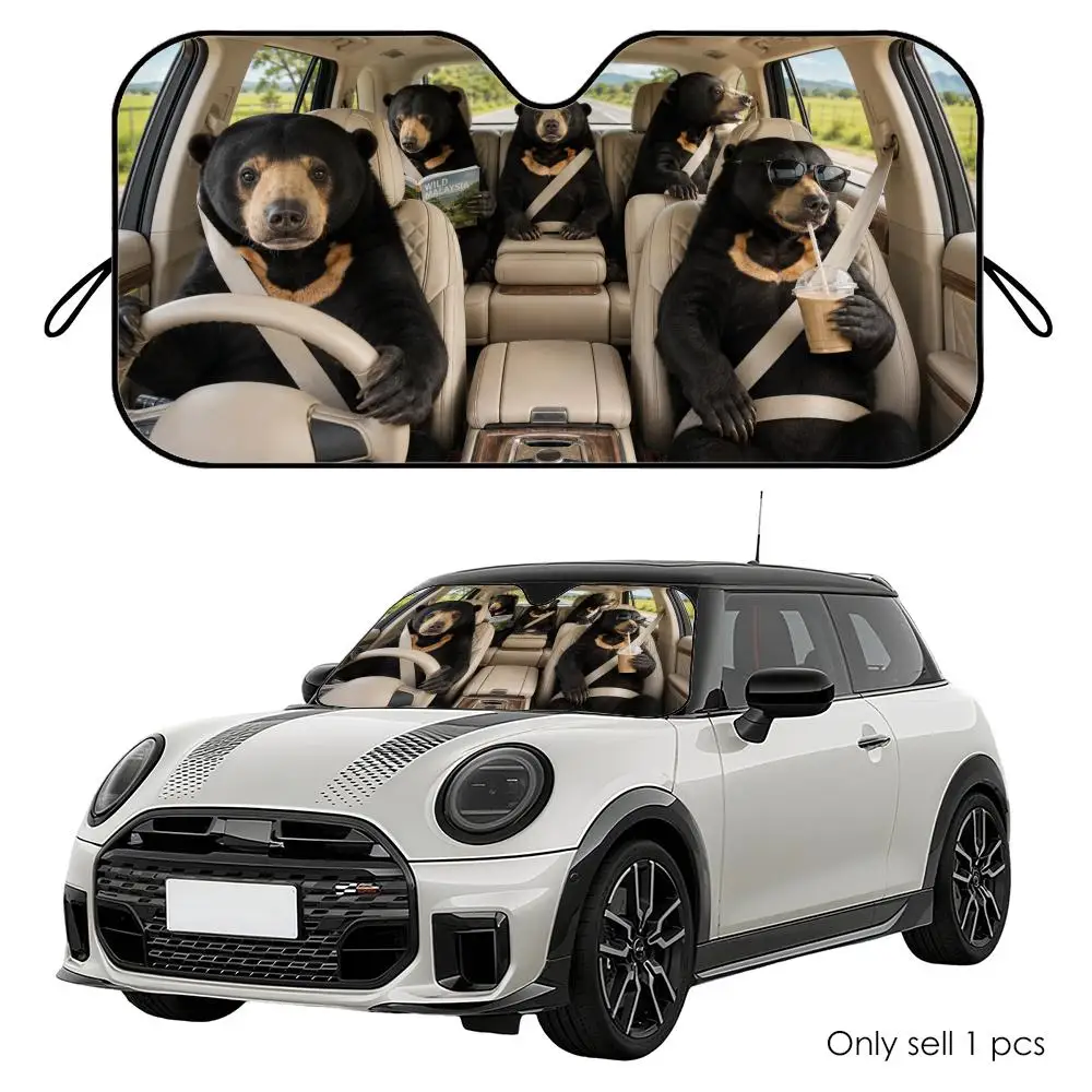 

Sun Bear Driving Travel Sun Visor Reusable Aluminum Foil Car Windshield Sun Visor UV Heat Insulation Cover Shade