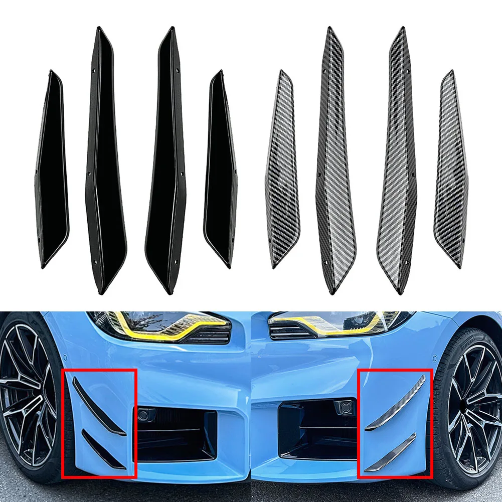 4 Pcs Car Front Bumper Splitter Side Skirt Spoiler ABs Plastic Decoration Trims For BMW M2 G87 2023-2024