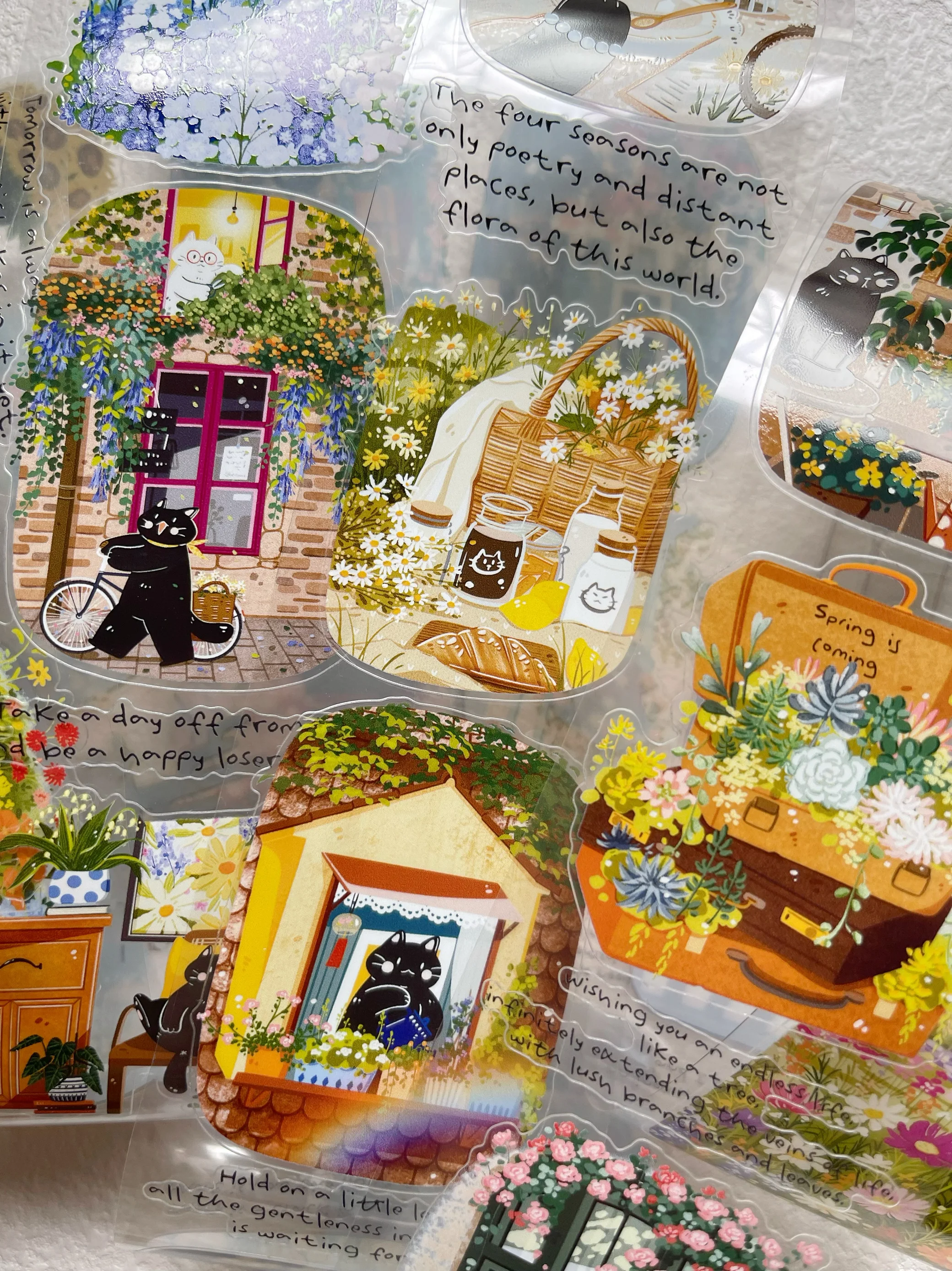 Scenic Cat Washi Tape - Spring Field Design, Full Roll For Planner