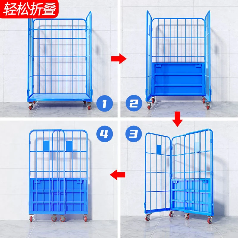 Folding logistics trolley, express delivery turnover truck, grid push-pull truck, loading and unloading tool truck, hand cart