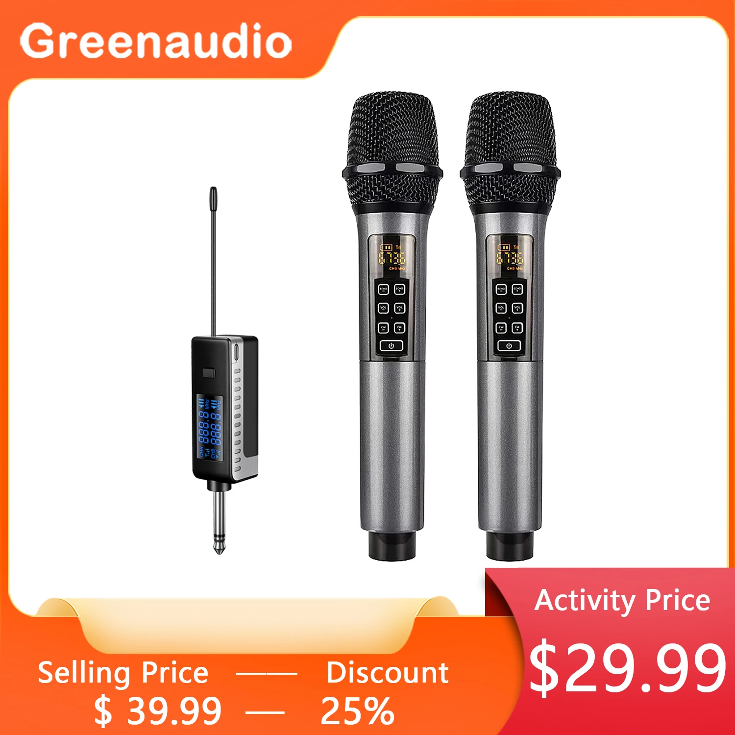 GAW-010B Professional Wireless Mic System Dynamic Handheld Vocal Karaoke Echo Microphone