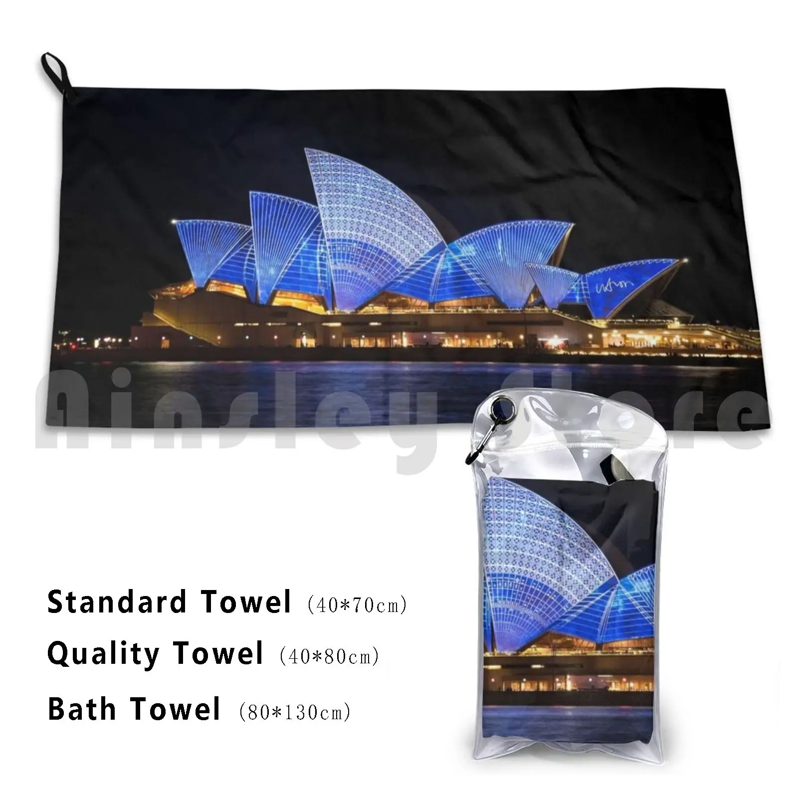 Sydney Opera Custom Towel Bath Towel Sydney Opera House Laustralie Sydney Harbor Bright Light Show Sydney