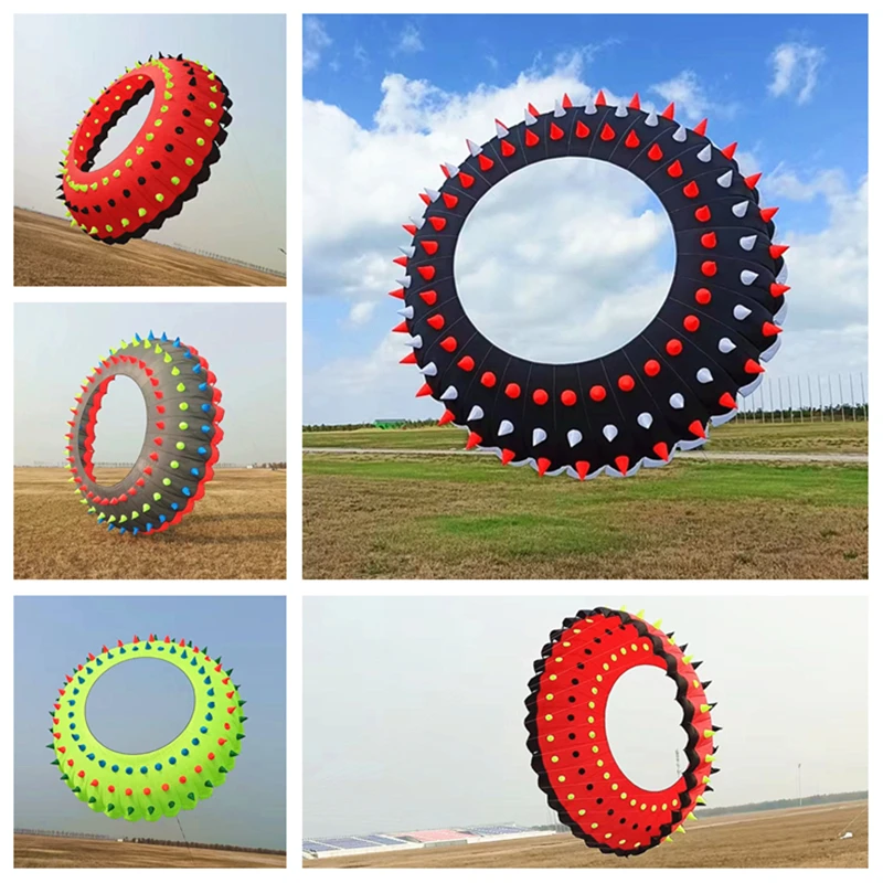 

Free Shipping 500cm kite ring show kites pendant Flying kite air parachute wind sock kites Gel blaster dragon kite drill winder