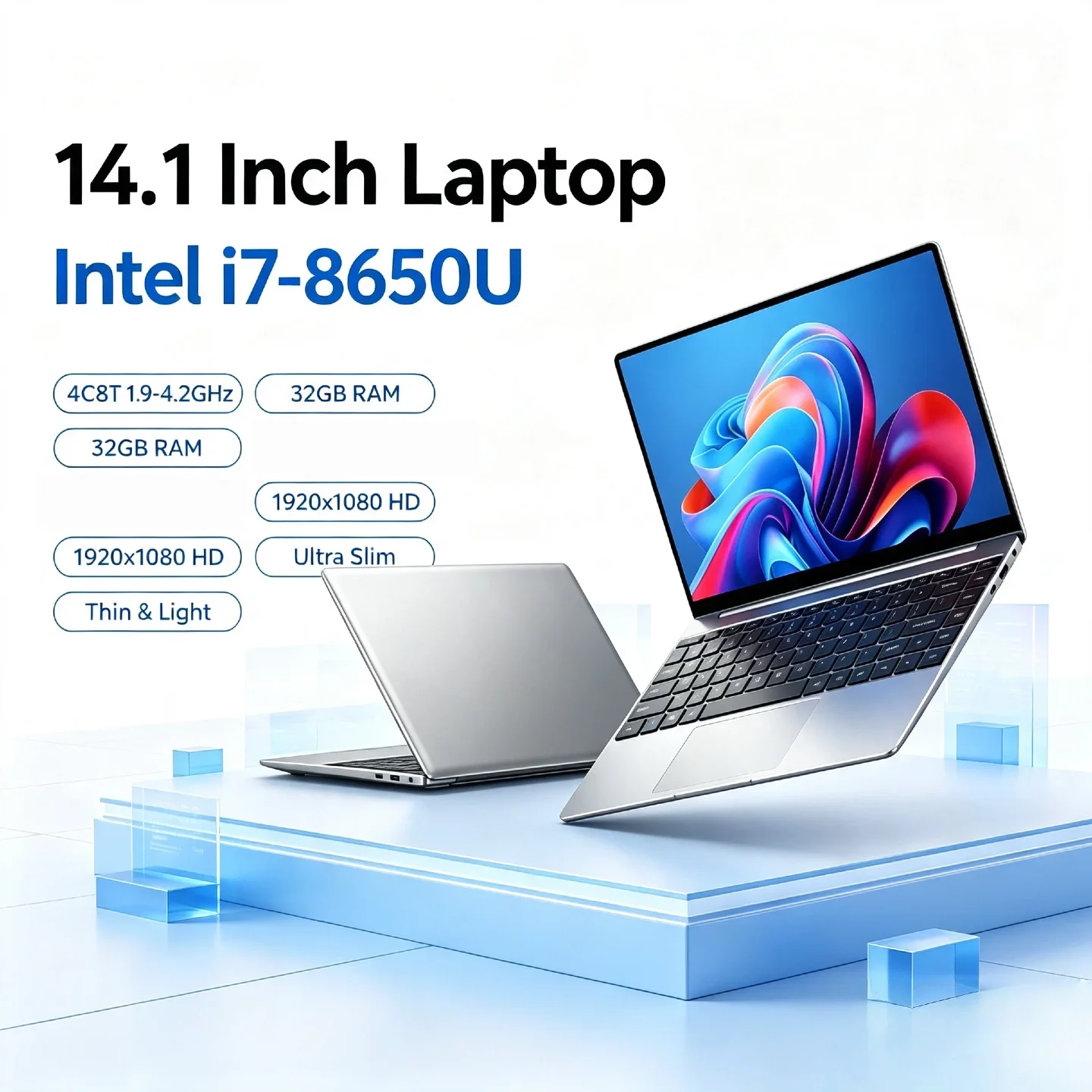 Intel Core i7 8650U 14.1 Inch Ultra Slim Laptop 4C8T 1.9 4.2GHz 32GB RAM 2TB SSD Gamer PC Gaming Office 1920x1080 HD Ultra