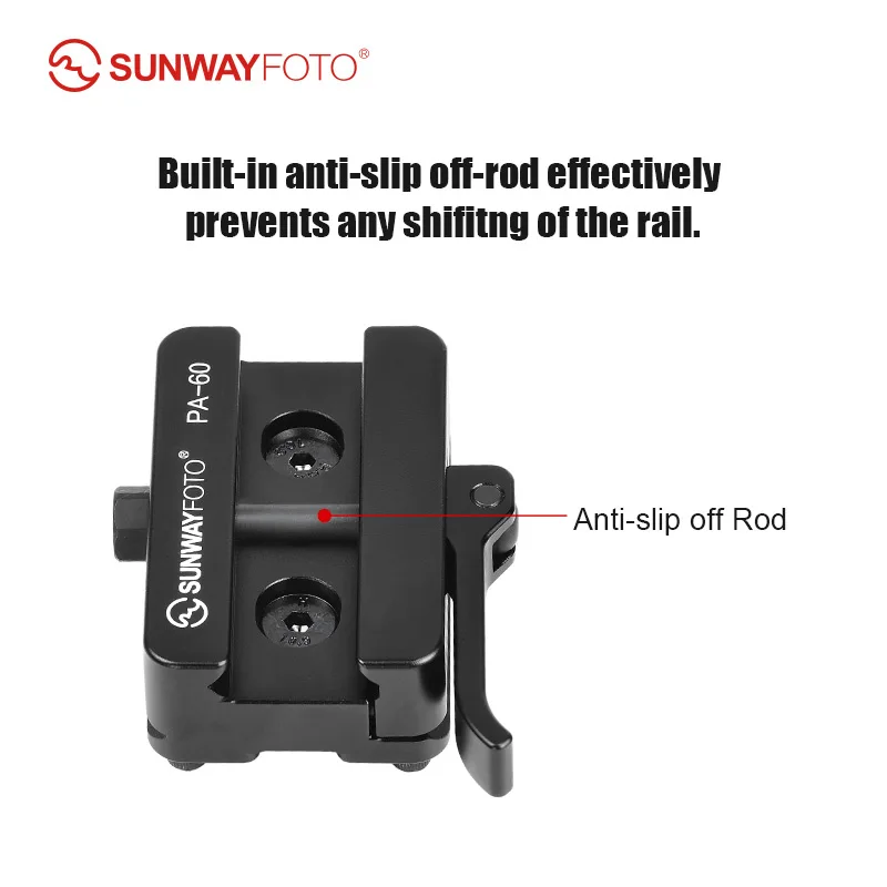 SUNWAYFOTO PA-60 Pica-tinny NATO Rail Adapter Arca-Swiss Mount  for Tripod ,Arca/RRS Compatible,Lever-lock