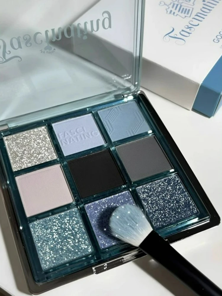 Gogotales 9-farbige glasierte Lidschattenplatte Highlight All-in-One-Platte Blau Matt Große Bodenfarbe Rauch Dunkle Augen Make-up