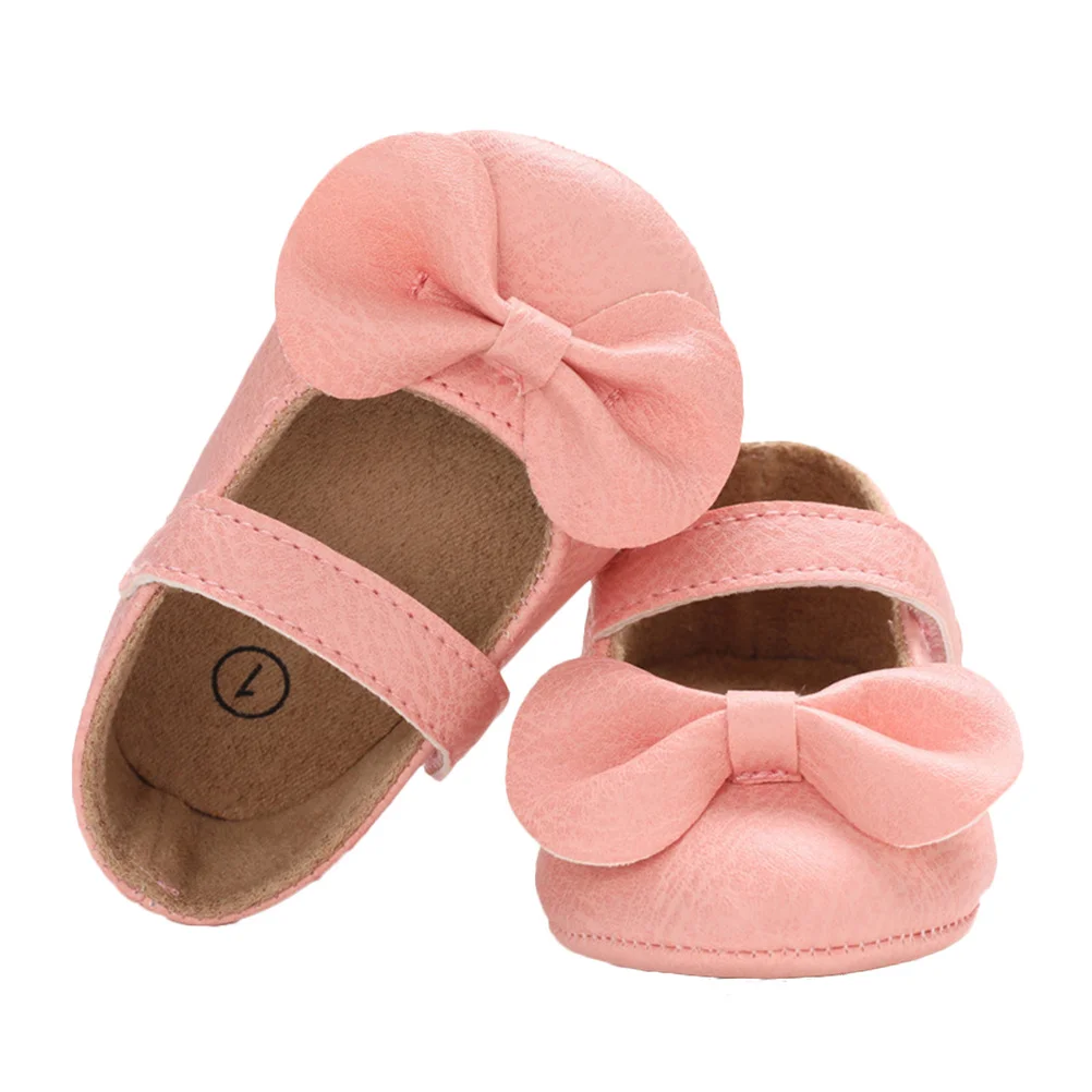 1 زوج طفل Prewalker الرضع وحيد الأحذية لينة شقة المطاط وحيد طفل الفتيات Bowknot طفل أحذية مشي المضادة للانزلاق لالتقاط الصور #5