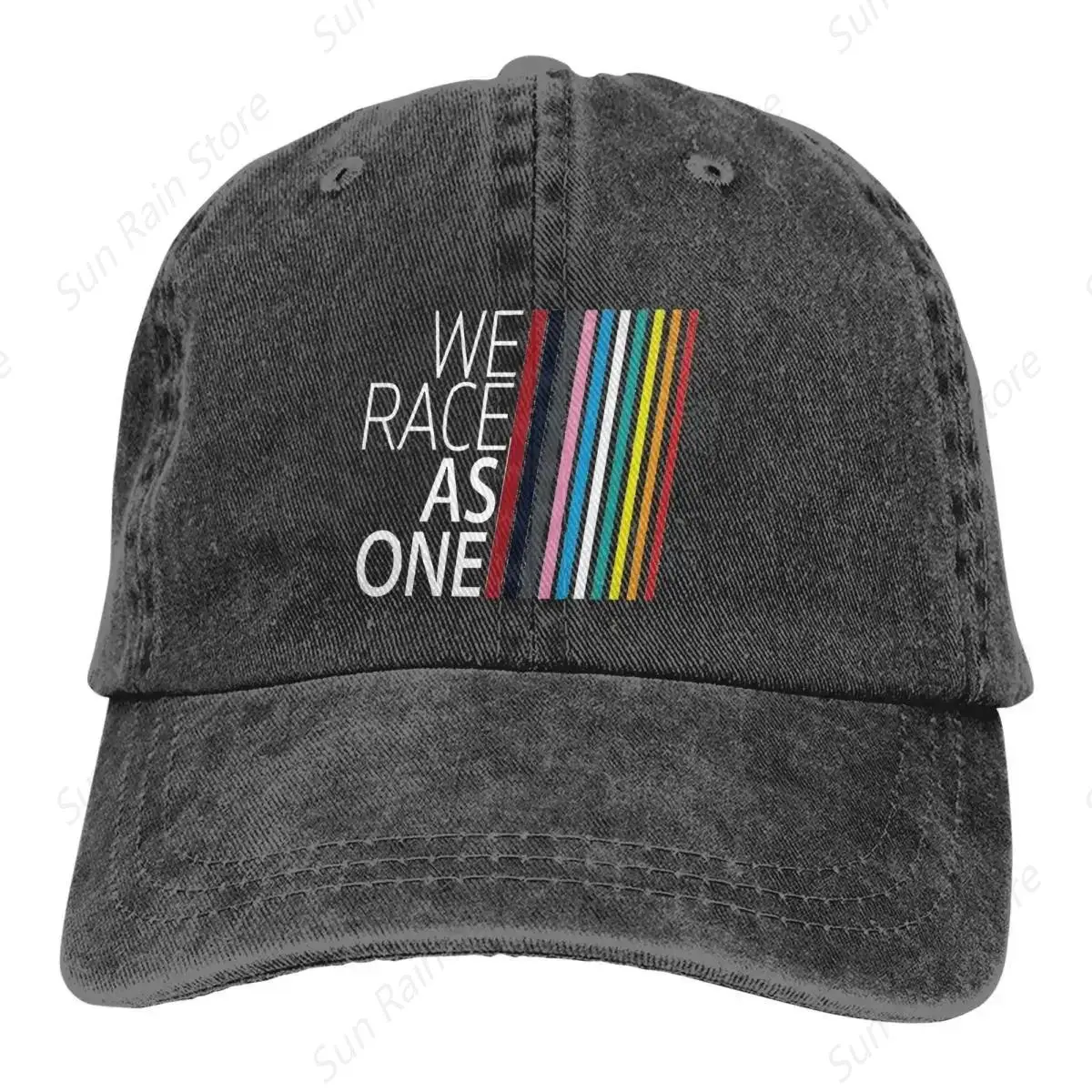 Sombrero Multicolor con visera para hombre y mujer, gorra de vaquero, We Race As One, gorras de béisbol, visera personalizada, sombreros de protección