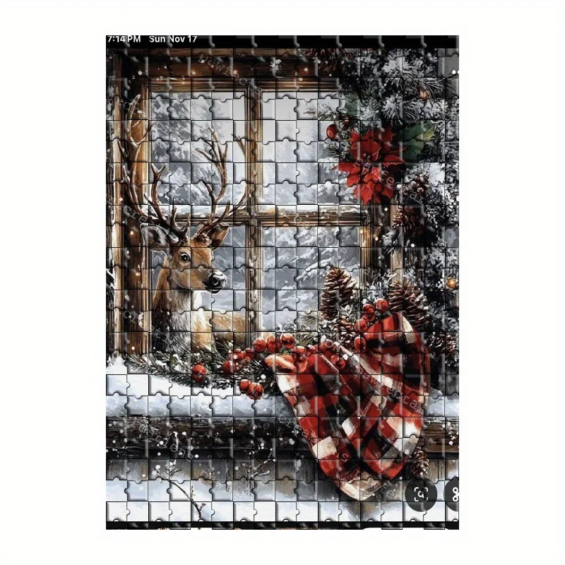 1000pcs Reindeer DIY Puzzle - Vibrant Cartoon Design, Challenging Brain Game for Adults and Family Fun Nights, Unique Artistic