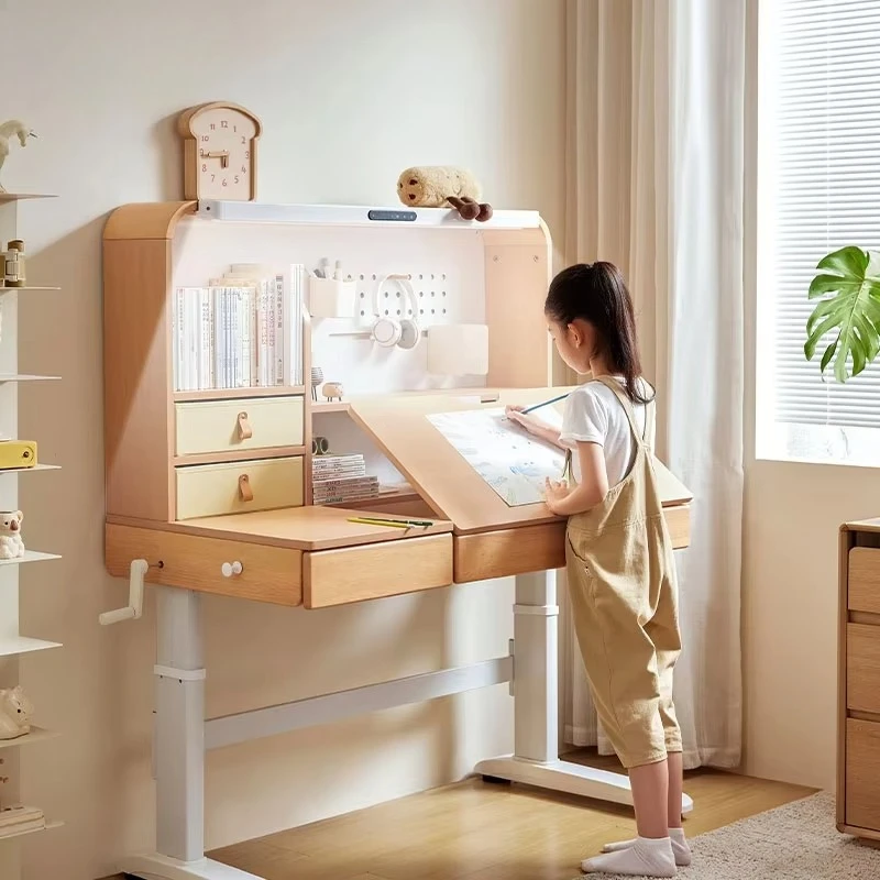 Kids Furniture Solid Wood Writing Table with Storage Ample Space Study Desk