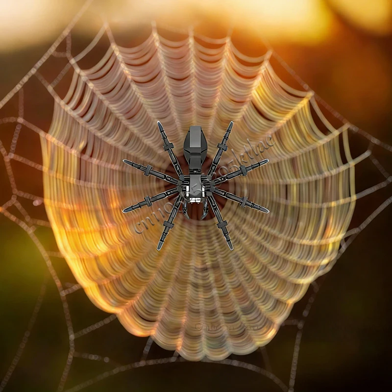 187 pièces de construction, modèle de blocs de construction modulaires personnalisables en forme d'araignée noire, design simple, éducatif, bricolage, jouet pour garçon, cadeaux de vacances