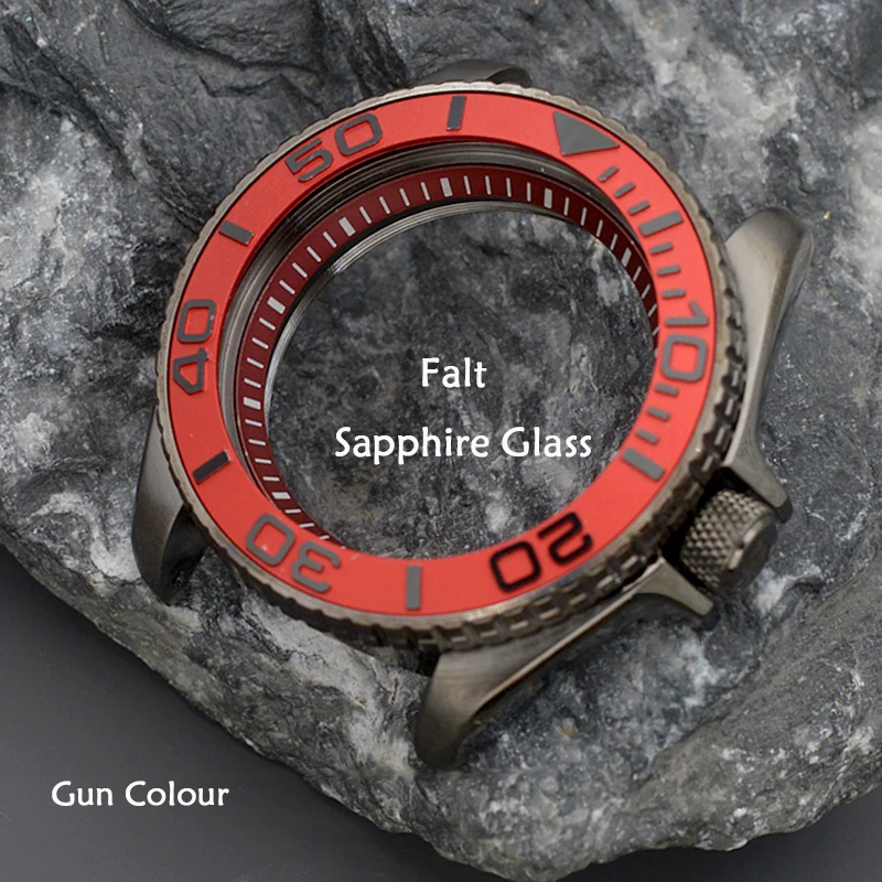 Gun Colour Men's Watch Case And Bracelet Fit NH34 NH35 NH36 Automatic Movement Sapphire Glass 200M Waterproof SKX007 SKX009Case view 3