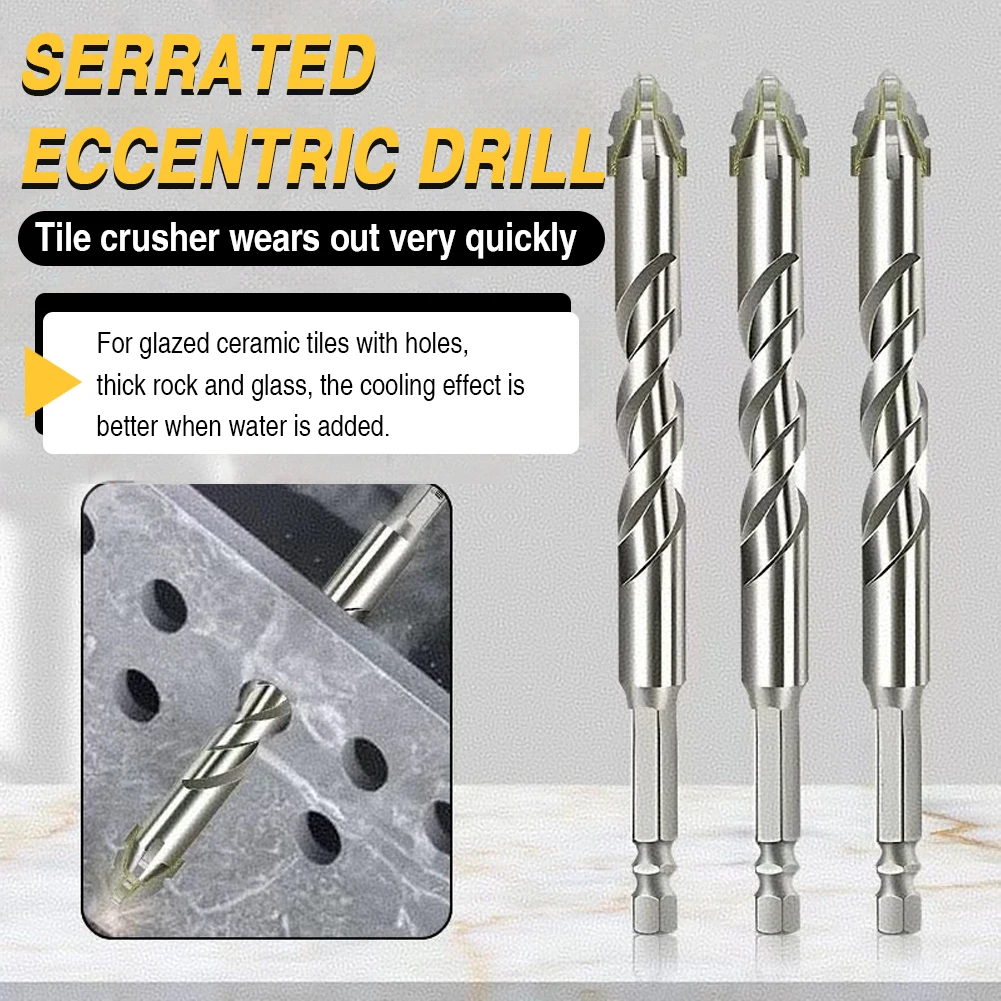 

6PCS 4-Blade Saw Tooth Eccentric Drill Bit Hard Alloy Eccentric Twist Drill Bit High-Strength Sawtooth Drill Bit 4/5/6/8/10/12mm