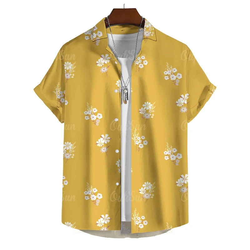 Camisa havaiana com estampa floral 3D masculina, camisa simples masculina, casual, tops de manga curta, lapela extragrande, roupas femininas, blusa diária