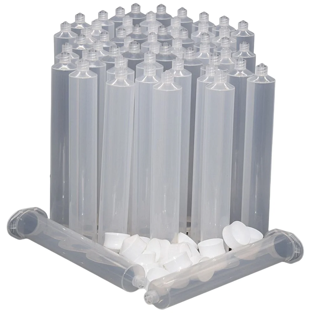 500pcs Glue Dispensing Syringes Barrel 55cc Adhesive Dispenser Industrial Syringe Tube with Syringe Stopper for 55ml UV Glue Gun