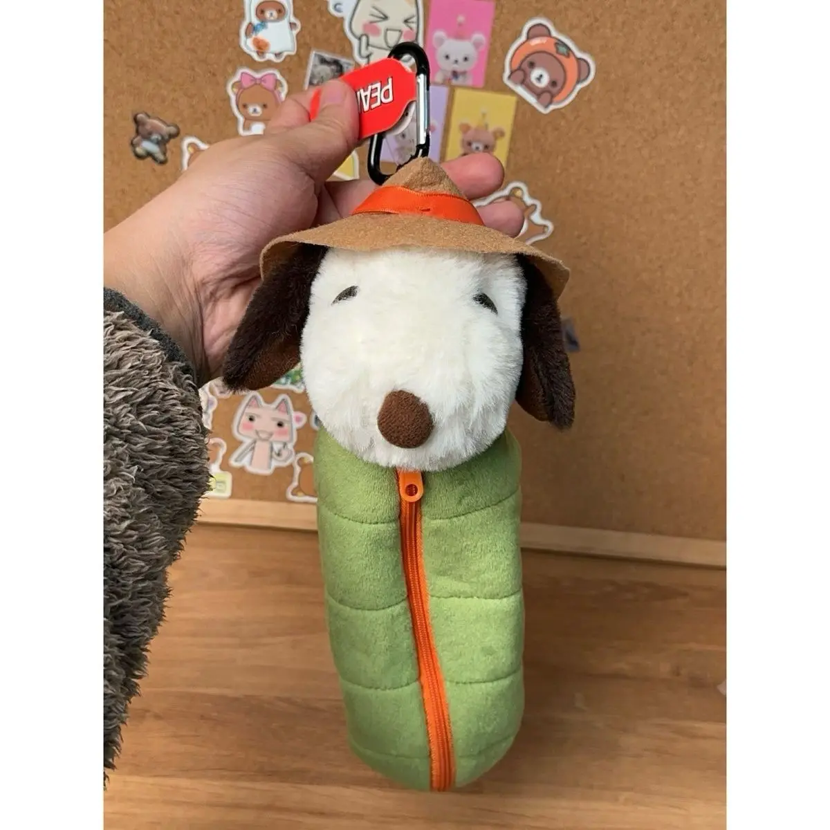 Japanischer Snoopy Reise-Schlafsack Plüschpuppe Federmäppchen Niedlicher Snoopy Camping-Anhänger Schreibwaren-Aufbewahrungstasche