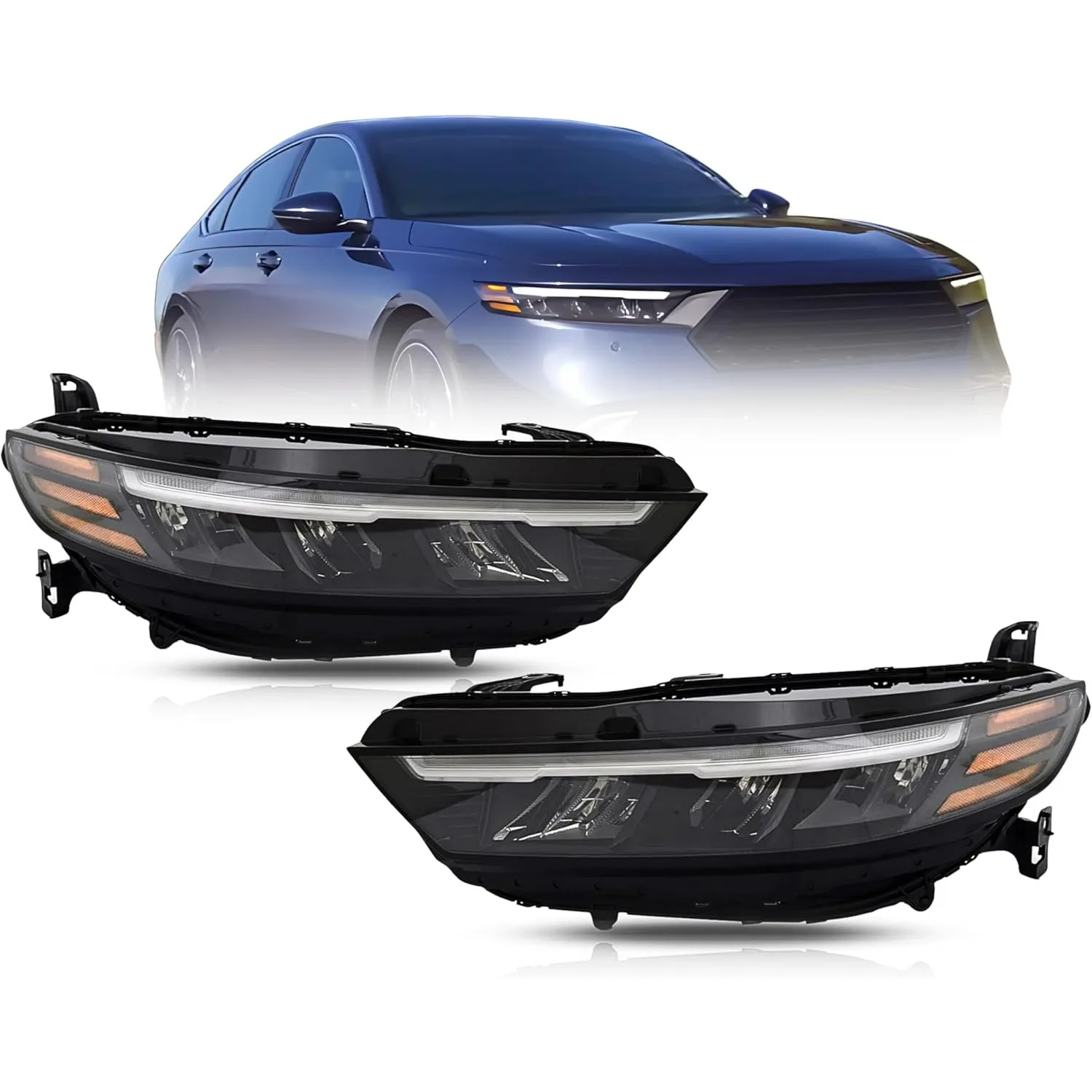

1pcs Full LED Headlamp with LED DRL for Honda Accord Sedan 2023 2024 2025 Headlight Assembly with Bulbs DOT/SAE USA Version