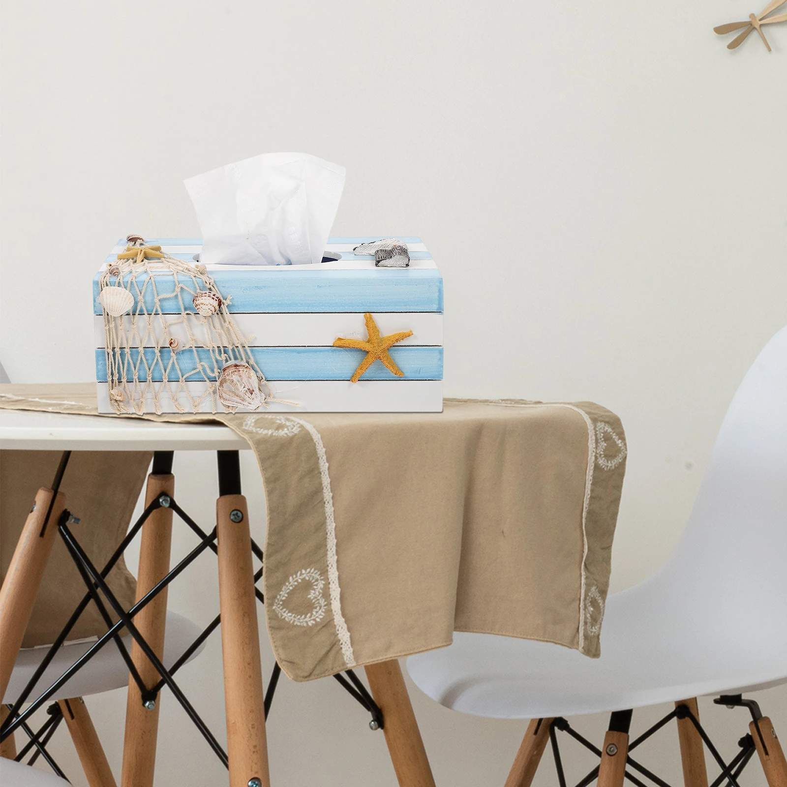 

1pcs Sea Star Tissue Box Wooden Napkin Storage Case Compact Household Tissue Holder For Living Room Bedroom Office