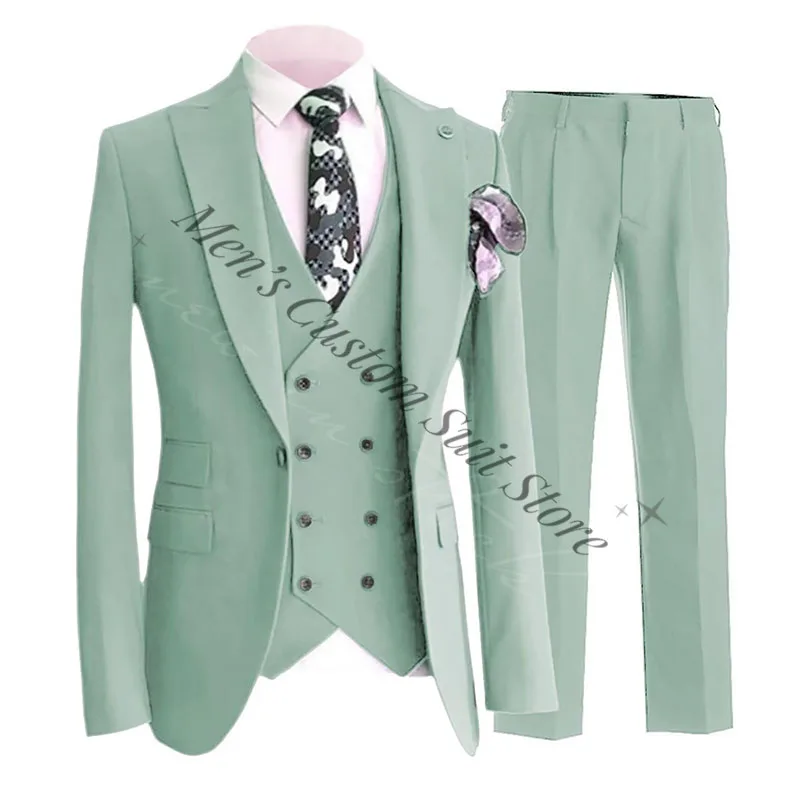 

Mint Green Slim Fit 3 Piece Men's Suits Fashion One Button Tuxedo Suit Sets for Wedding Prom Men's Suit Jacket Vest Pants Set