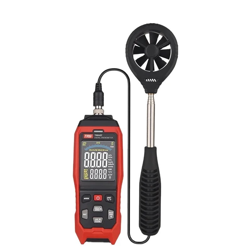 TA642C High Precision USB Digital Anemometer, Wind Speed & Temperature Tester, Flexible Air Volume Measurement Air Flow Meter