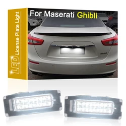 2Pcs Waterproof LED Number Plate Lamp For Maserati Ghibli M157 2014-2020 White License Plate Light Assembly