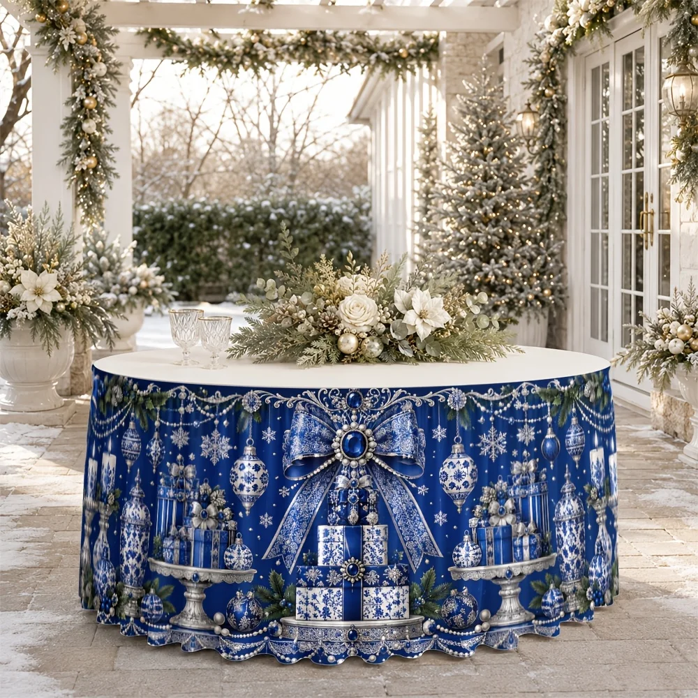 Table skirt / tablecloth table skirt 1 piece Royal blue Christmas dinner party wedding banquet