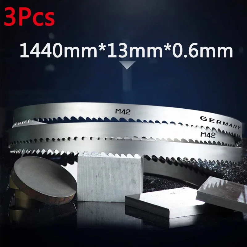 

3pcs High Quality Bi-metal Band Saw Blade for Metal Cutting M42 1440*13*0.6 Multi-Tooth Pitch Quality Assurance（customizable）