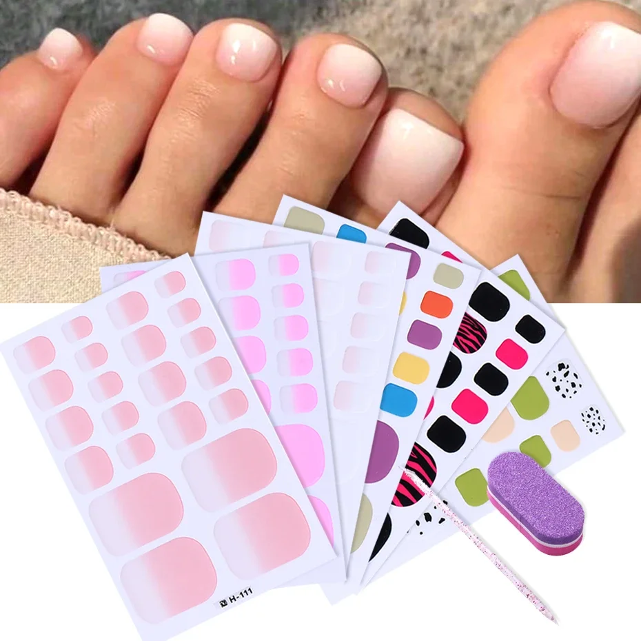 

6 шт./компл. Градиентный полузатвердевший гель для ногтей на ногах, обертывания, полоски, простой цветной клейкий гель для ног, наклейки для летнего маникюра, декор
