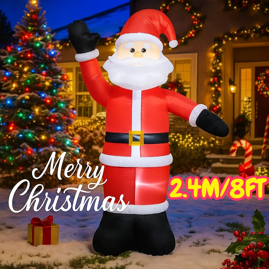 

2,4 м/8 футов надувной Санта-Клаус рождественские украшения дома надувные игрушки со светодиодными фонарями двор рождественские украшения вечерние DIY Декор