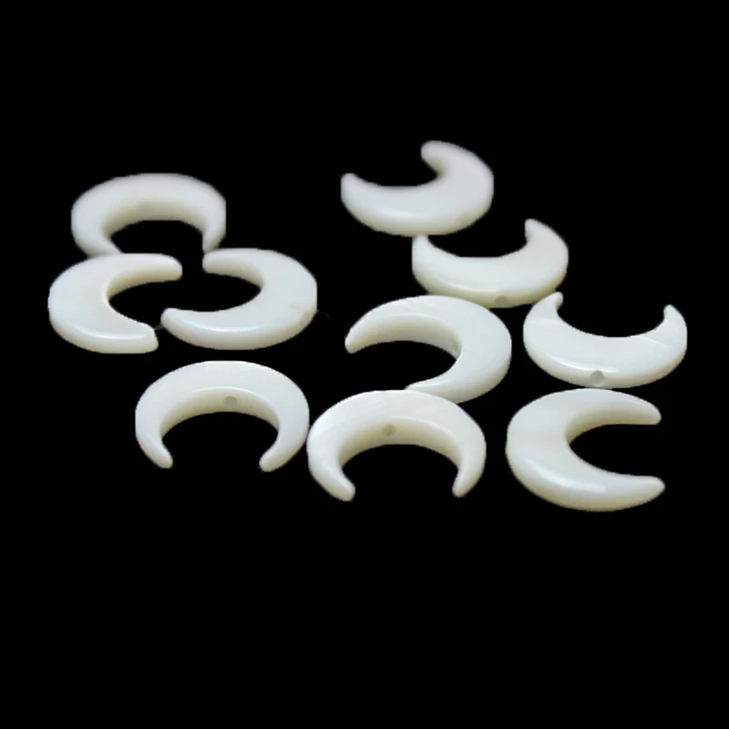 1 pieces/pack Natural Pearl Charm Shell Beads Moon White Shell Pendant Middle Aperture DIY Jewelry Making Necklace Accessories