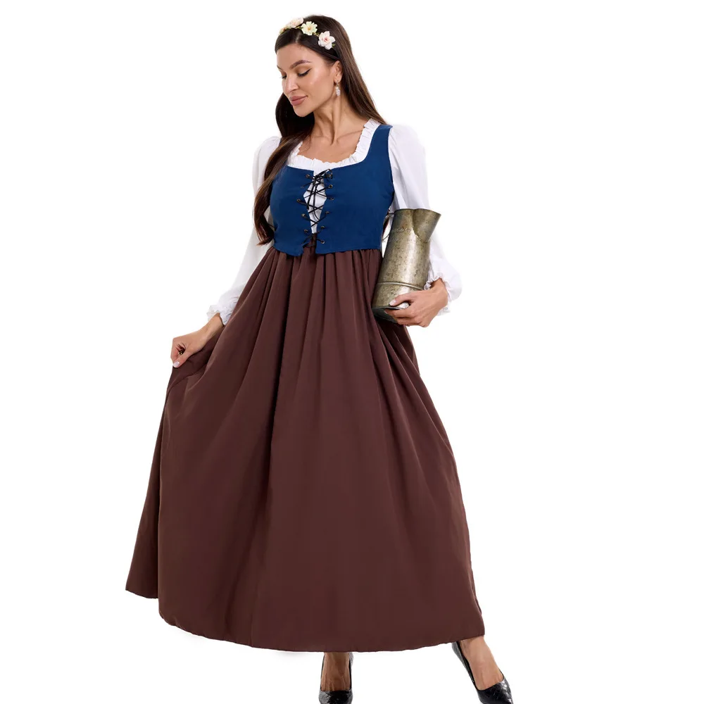 

Adult Medieval Retro Farm Maid Munich Oktoberfest European Court Dress Performance Costume