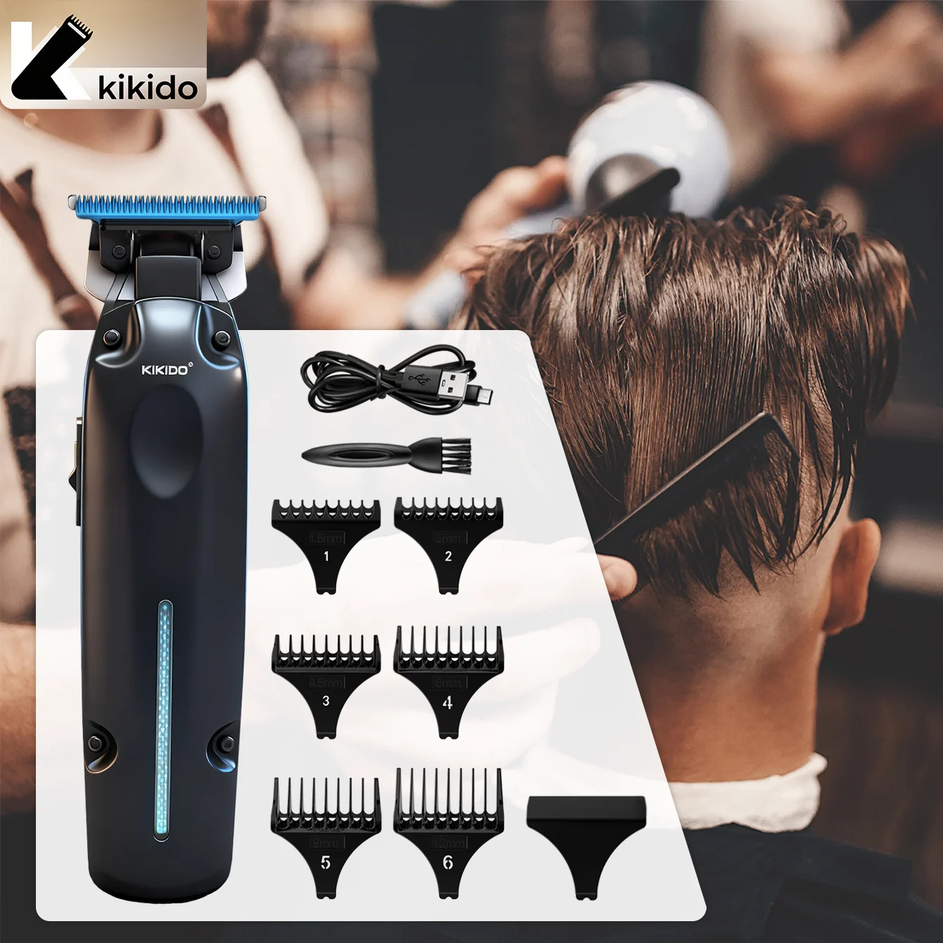 

Электрический триммер для волос KIKIDO, профессиональная машинка для стрижки волос для мужчин, беспроводной триммер для бороды, портативный набор машинок для стрижки волос с Т-образным лезвием, бесплатная доставка