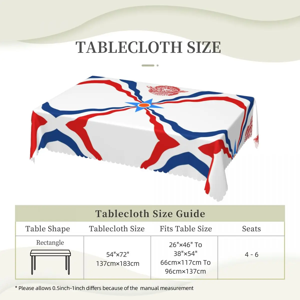 Rectangular Waterproof Assyrian Suryoyo Flag Table Cover Syriac Aram Table Cloth Tablecloth for Dining