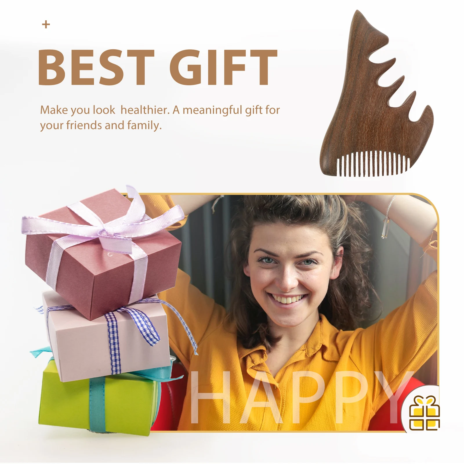 

Wooden Massage Comb Smooth Wide Tooth Scalp Massager Comfortable Natural Sandalwood Portable Hair Care Tool Stimulates Blood