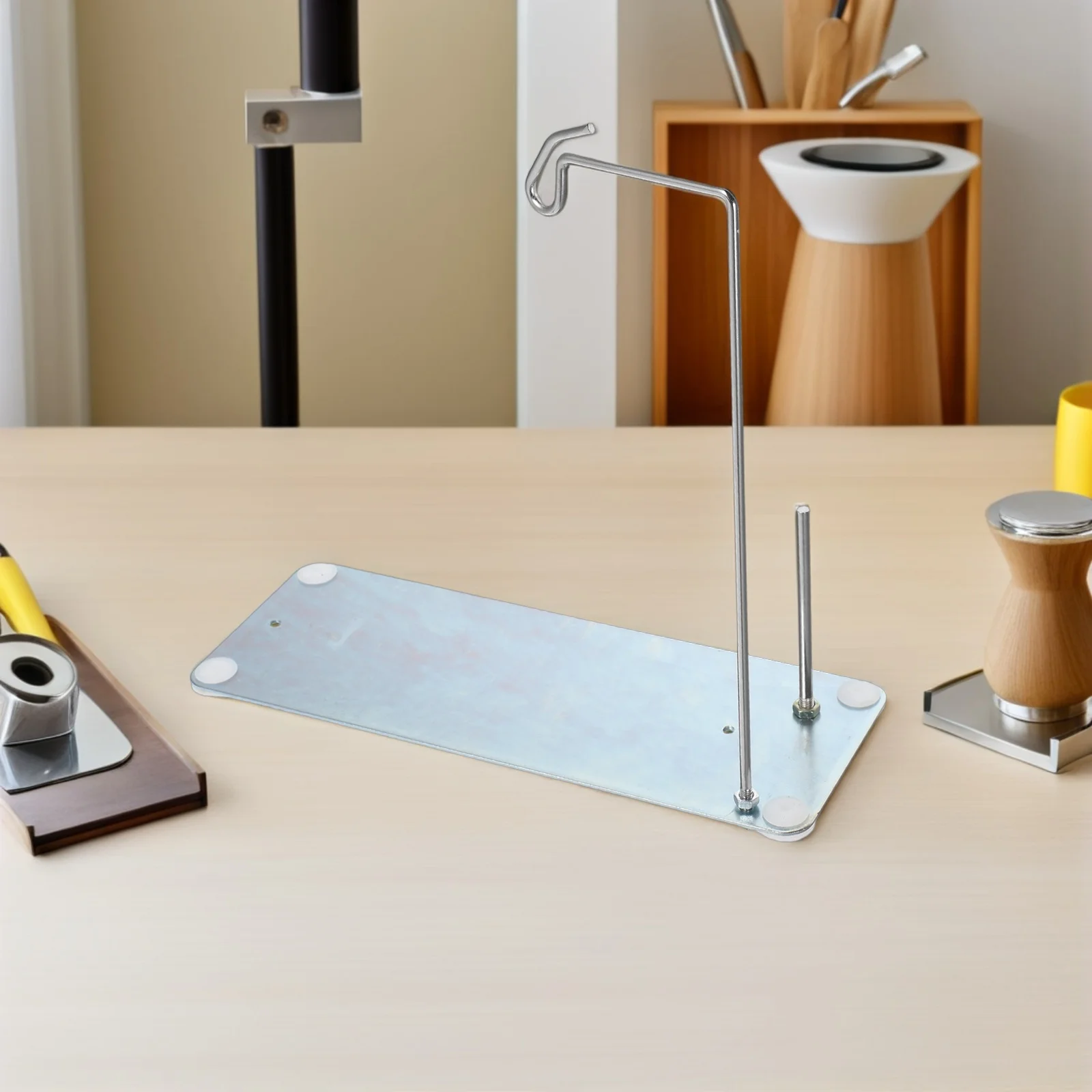 

Automatic Winder Base Table Bobbin Wire Rack Silver Metal Thread Holder for Machine