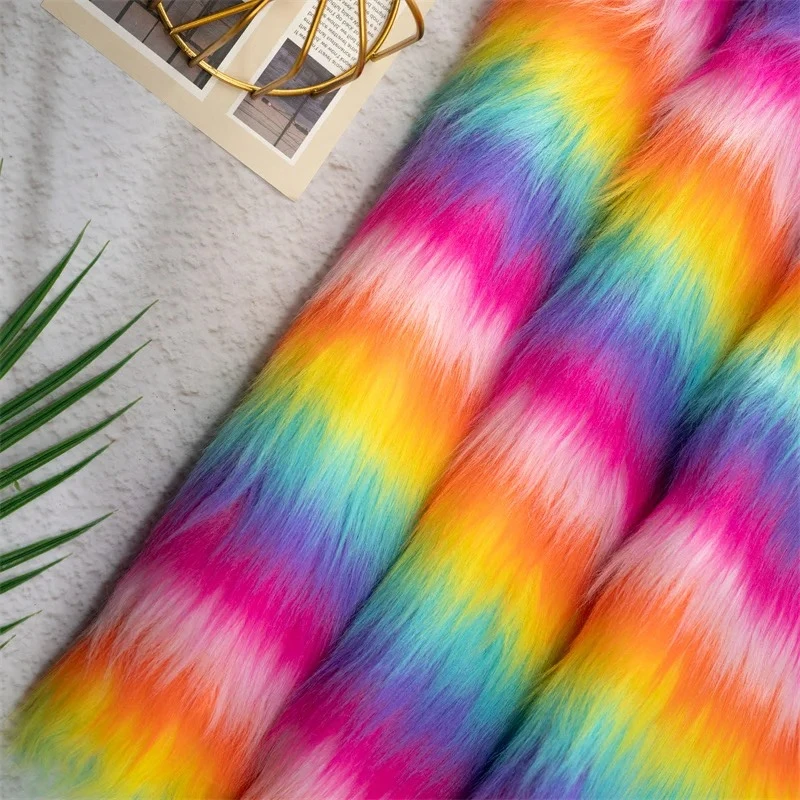 قوس قزح تقليد الثعلب أفخم النسيج للملابس الفراء طوق اليدوية DIY وشاح الديكور السجاد اكسسوارات حصيرة الخياطة القماش