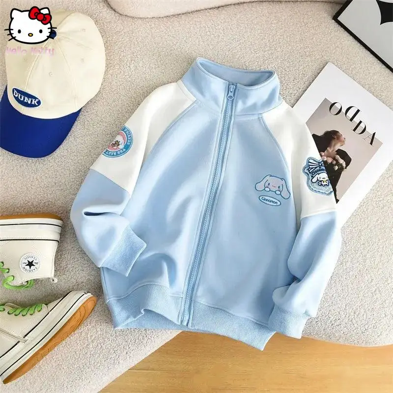 

Sanrio Kuromi пальто для девочек Cinnamoroll аниме мультфильм досуг рубашка на молнии Hello Kitty Kawaii детская мягкая бейсбольная форма