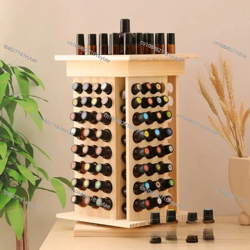 125-Grid Rotating Essential Oil Display Shelf, Smooth Desktop Storage Rack for Beauty Salon Organizer