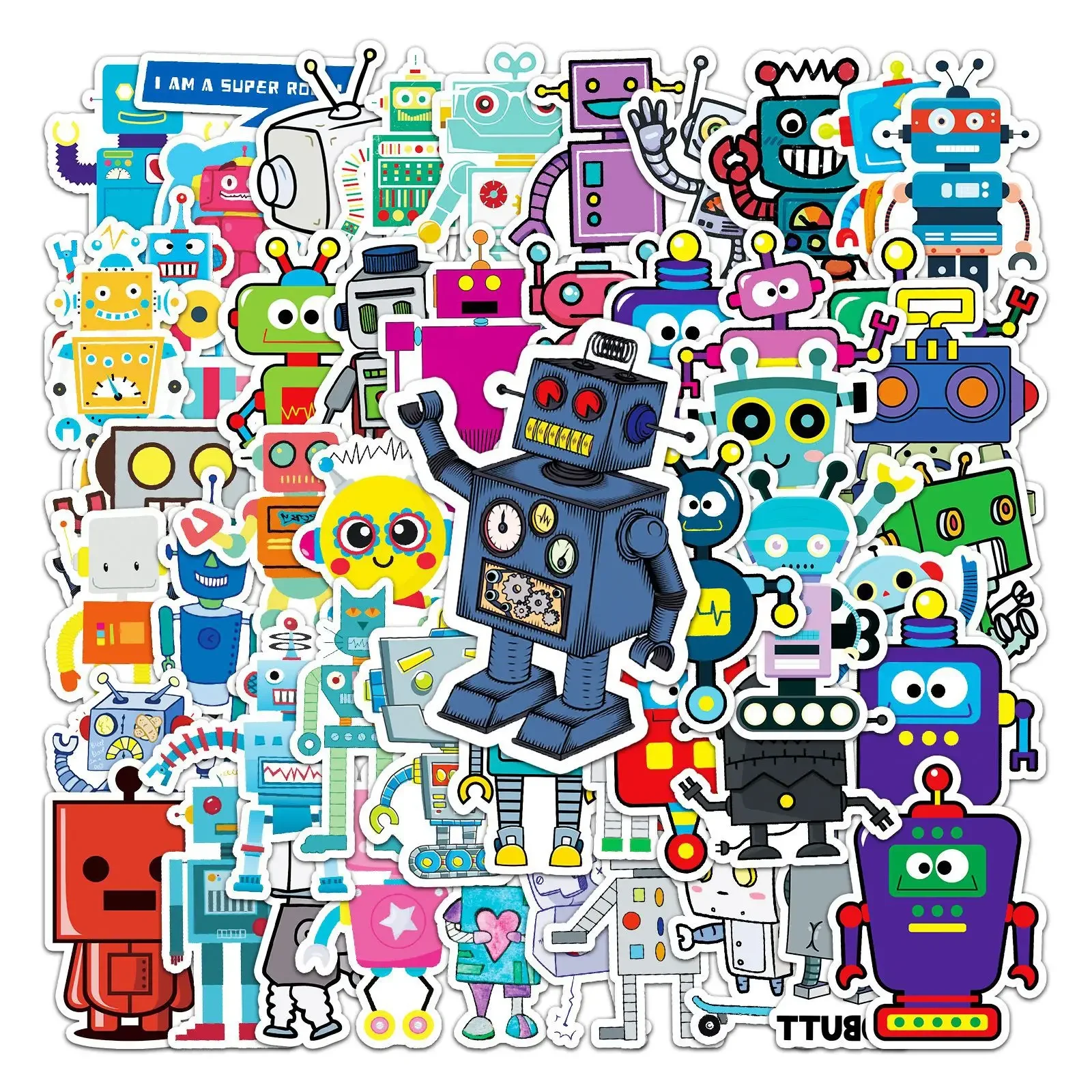 50PCS Roboter Kawaii Graffiti Aufkleber DIY Trave Taptop Skateboard Gepäck Wasserdichte Cartoon Aufkleber Für Kind Spielzeug Großhandel