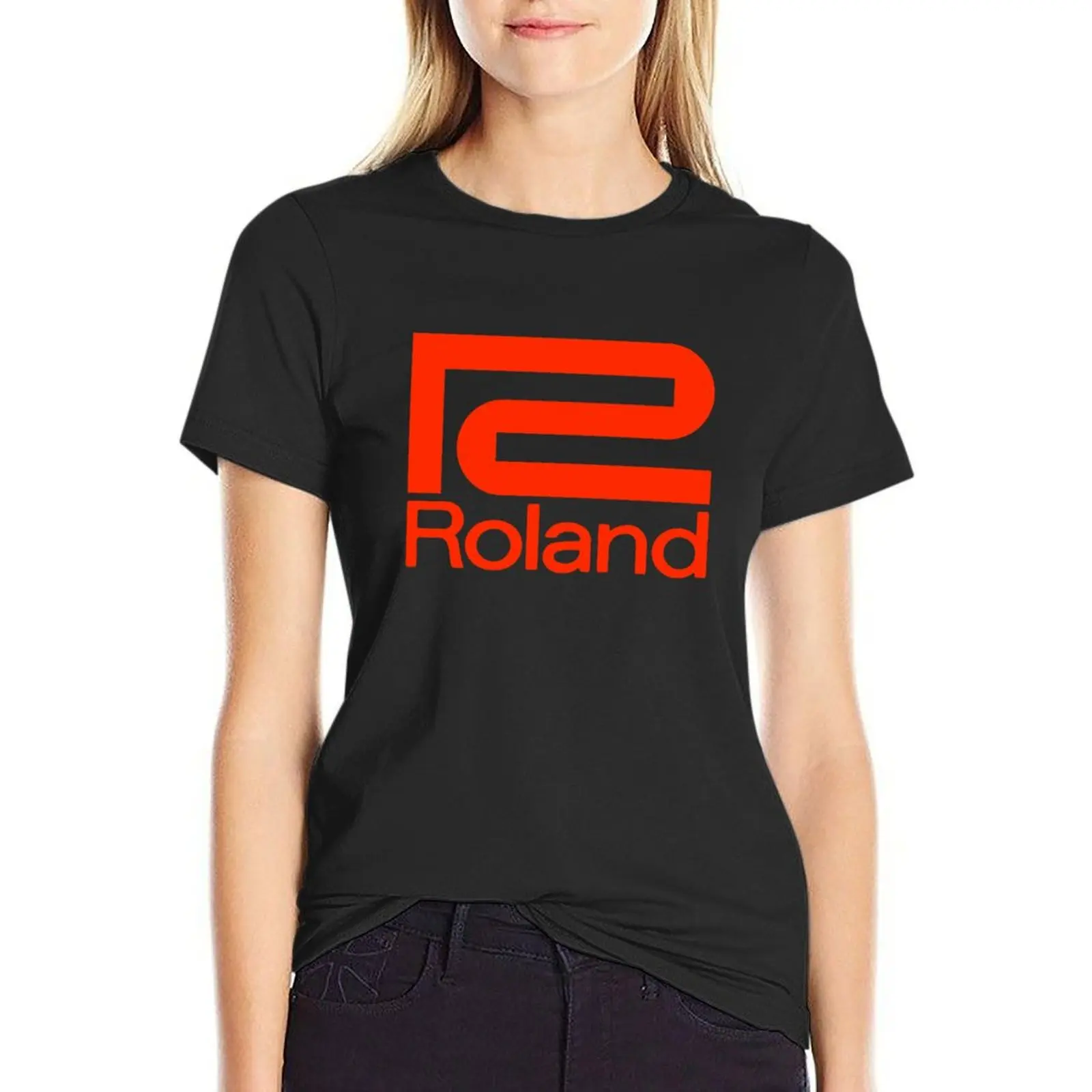 

Roland Red Logo T-Shirt Short sleeve tee graphics cropped t shirts for Women