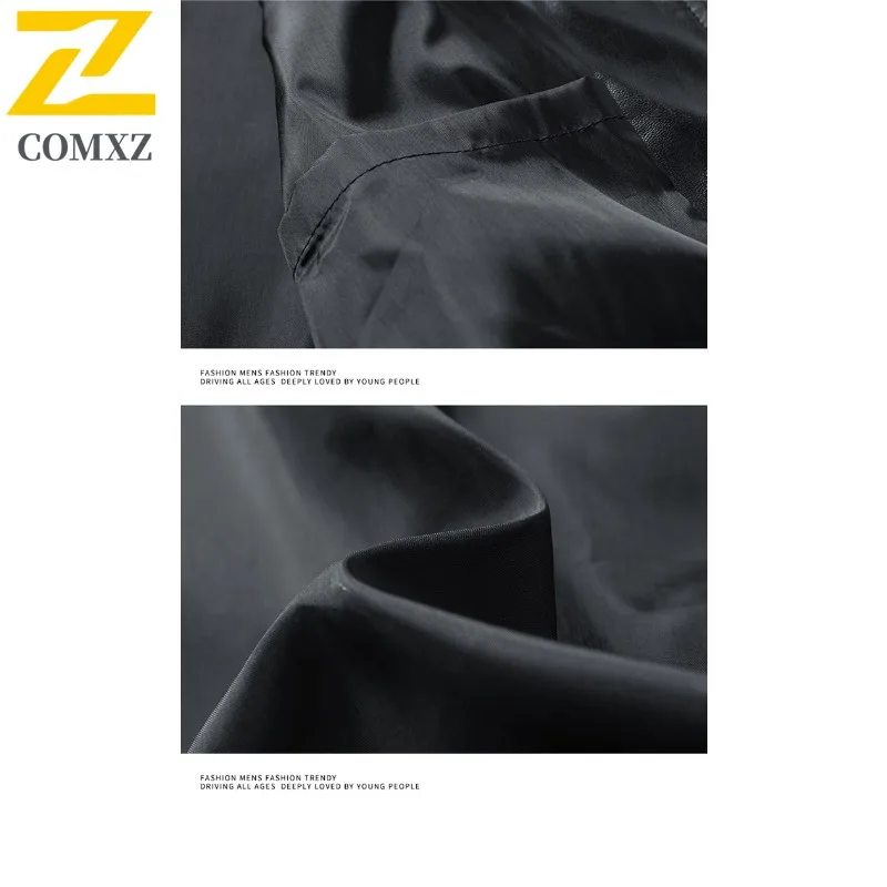 سترة جلدية أنيقة للرجال من COMXZ بياقة مقلوبة على الموضة الأمريكية معطف خفيف الوزن للدراجات النارية ملابس خروج مريحة للخريف