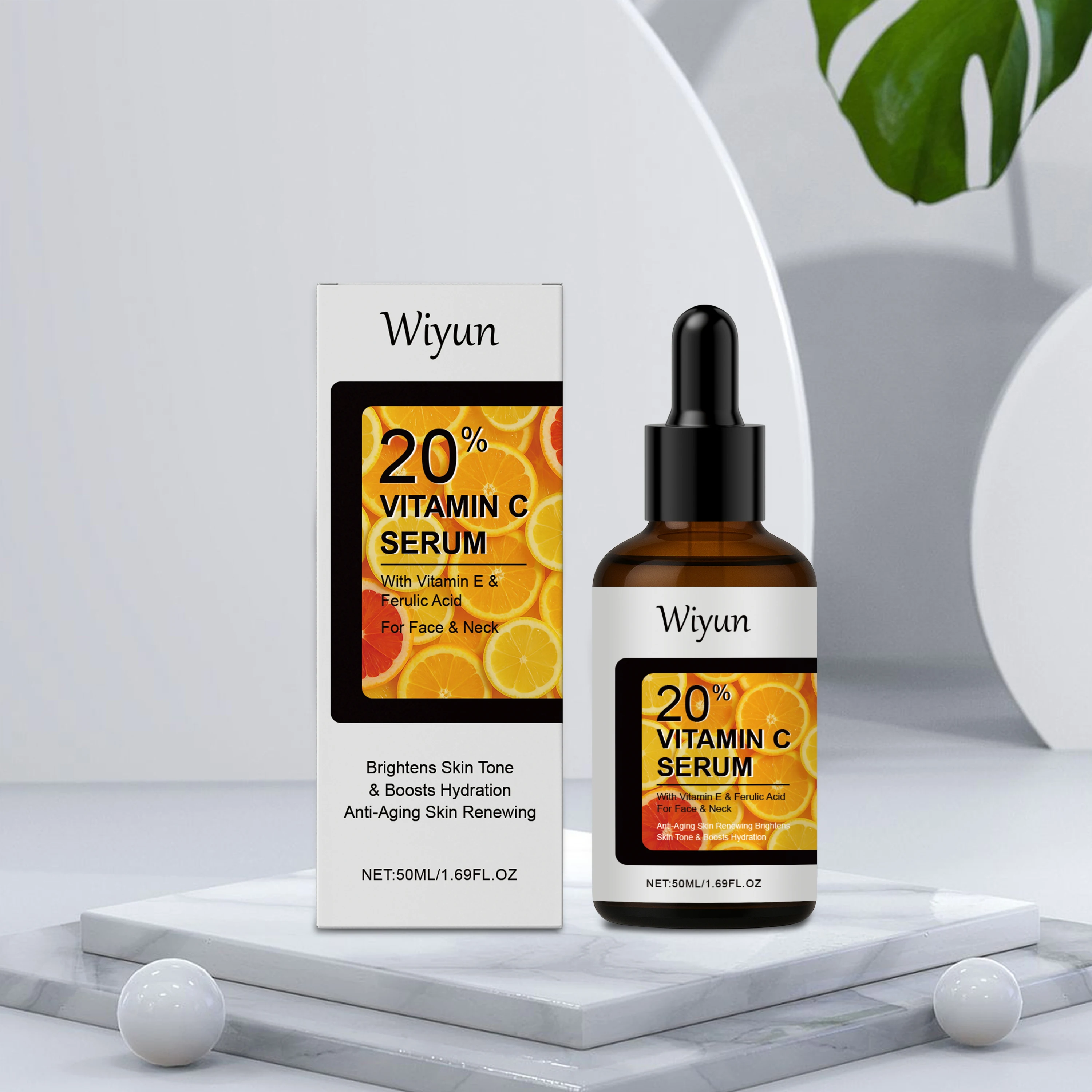 20% Vitamin C Serum with Vitamin E & Ferulic Acid – Brightening, Anti-Aging, Hydrating Facial Treatment for Glowing Skin – 50ml