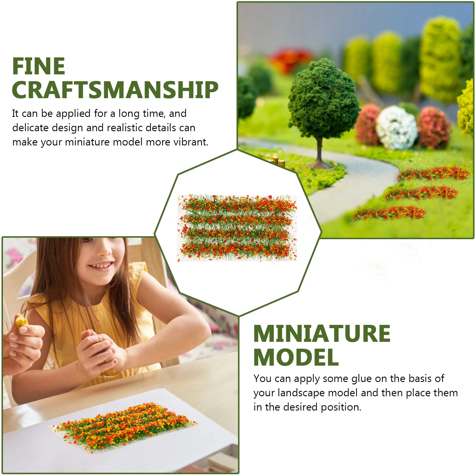 Artificial Grass House Plants Terrain Model Kit Miniature Flower Cluster Resin Set