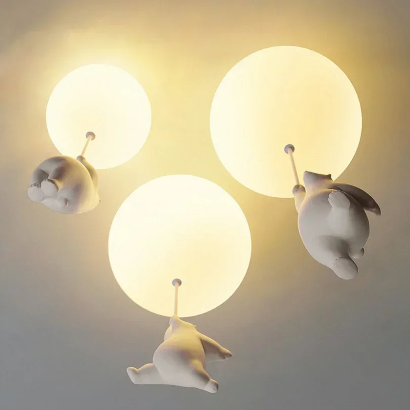 Imagem -03 - Bear Pendant Light para o Quarto Balão Pendurado Lâmpada Lustres de Teto Decoração de Crianças Berçário Desenhos Animados Bonitos Crianças