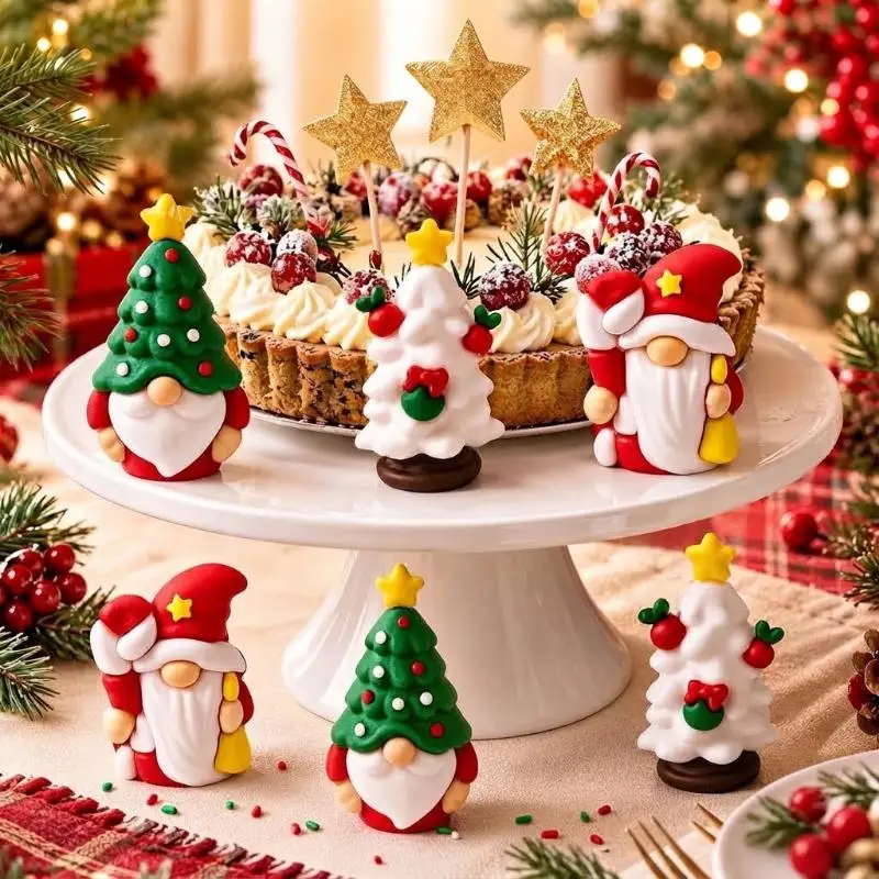 3/6/12 PCS Mini Gnomes Figurines Christmas Small Statue Santa Claus Dwarf Ornament Holiday Lawn Fairy Garden Home Decoration Ac