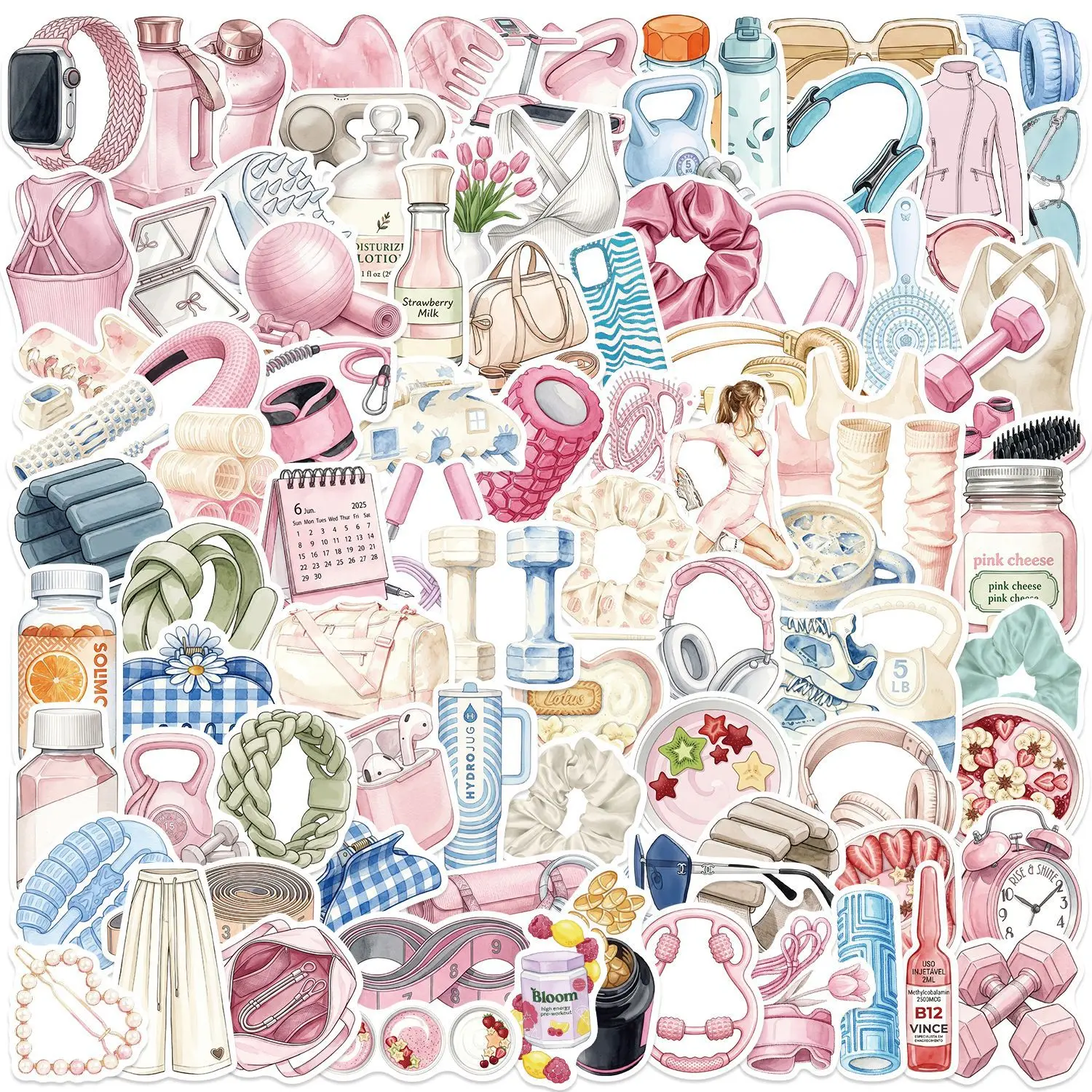 10/50/100PCS Classic Toy Fresh Pink Daily Life Stickers Aesthetic Decals for Luggage Notebook DIY Journal Graffiti Decor Sticker