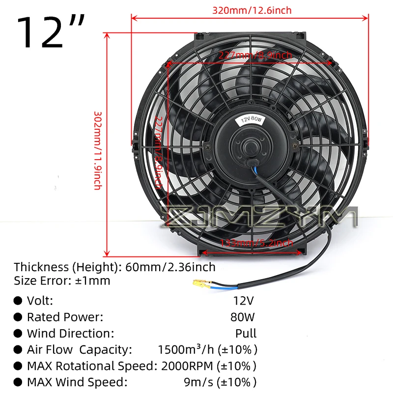 Car Air Conditioning Electronic Radiator Universal 7/10/12/14 Inches 12V 80W/120WCooling Fan Blade Electric Cool Kit